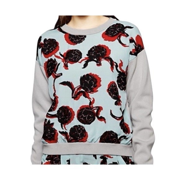 SEE BY CHLOE Sweater Top Womens Medium Pullover Stretch Colorful Designer Floral - Picture 1 of 10